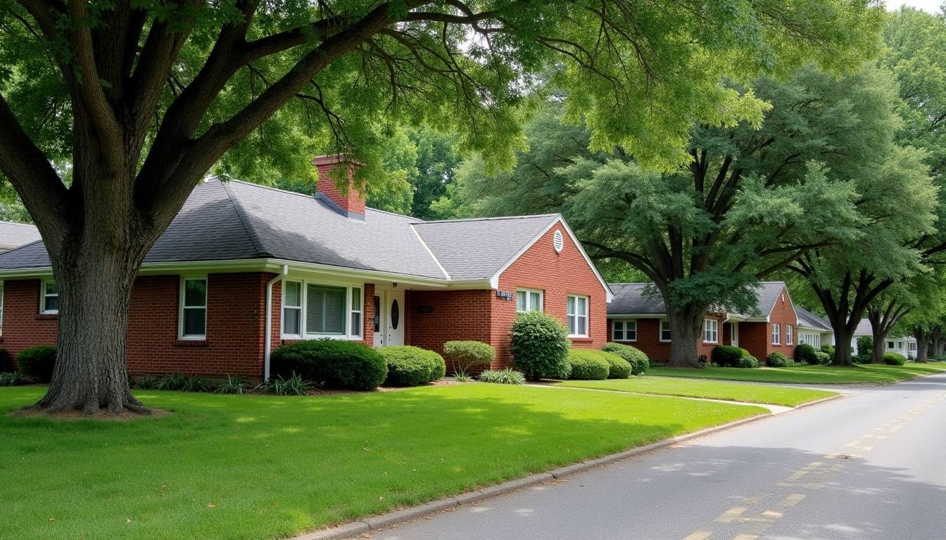 Brick ranch with a worn shingle roof in an older Florence neighborhood