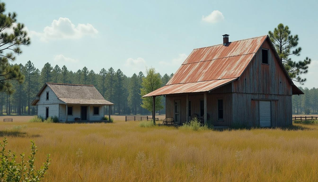 Small-town home and metal-roofed barn near Lamar