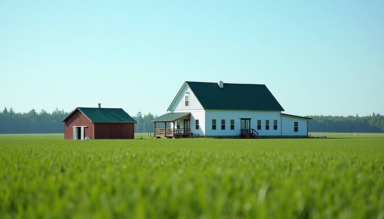 Metal-roofed home and outbuilding in farm country near Scranton