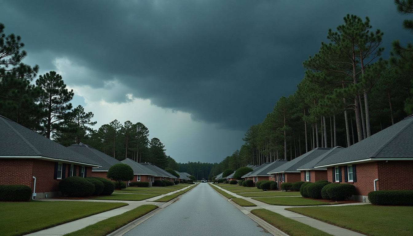 Summer storm clouds over Pee Dee homes